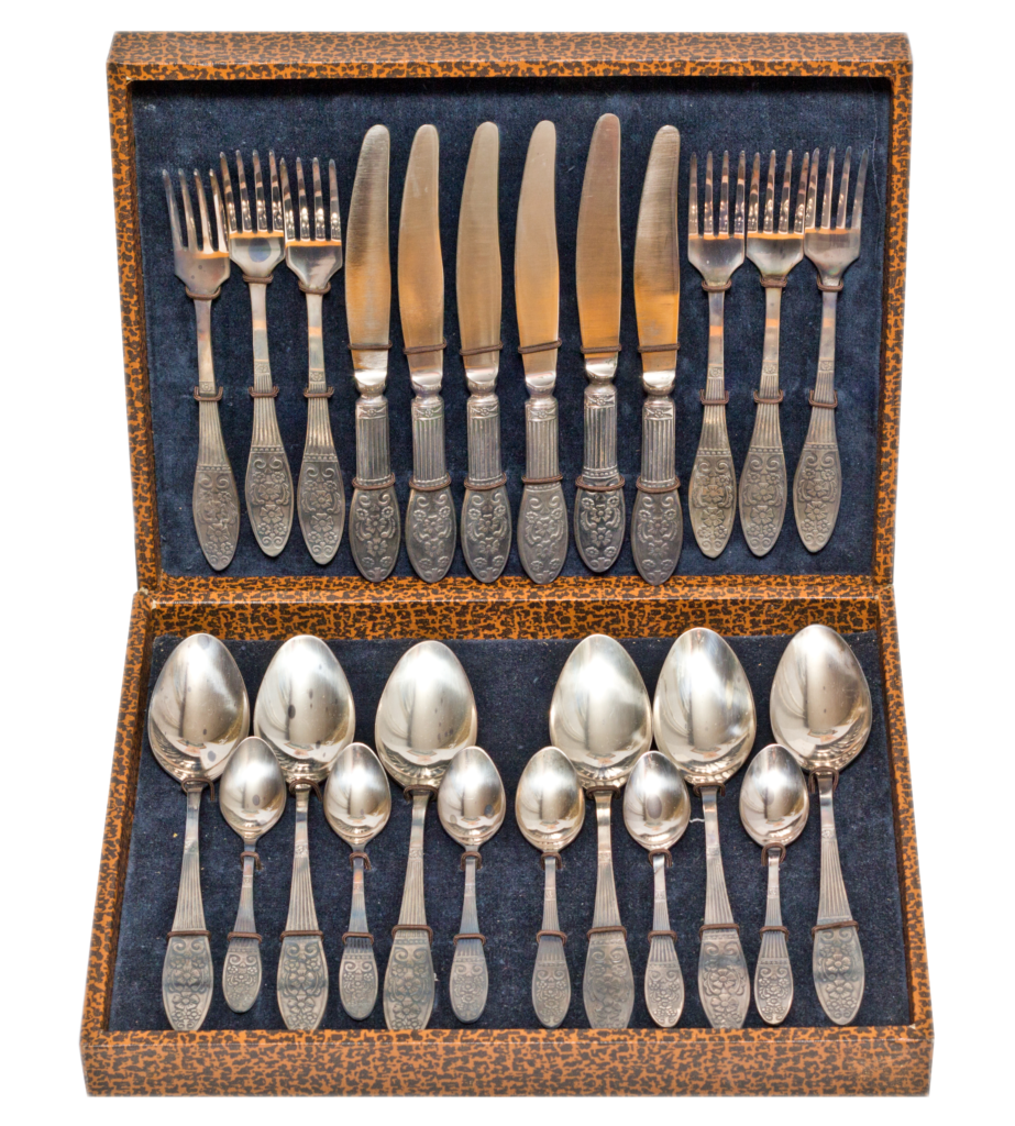 Image of silver plate flatware set